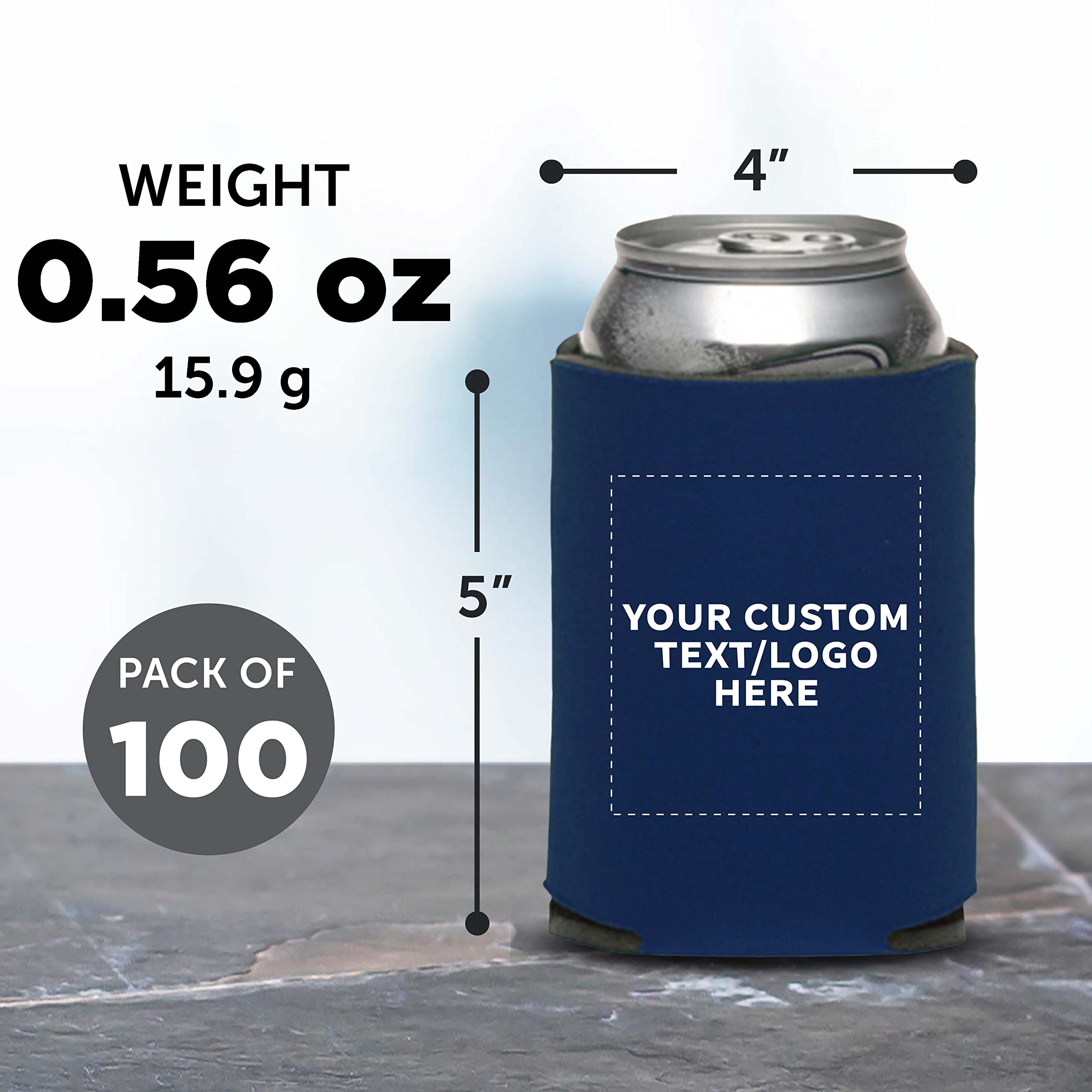 Custom Three Hearts Collapsible Wedding Can Coolers (Set of 100) - Personalized Bulk Insulated Beer & Soda Sleeves - Navy Blue - Perfect for Weddings, Parties, and Outdoor Events