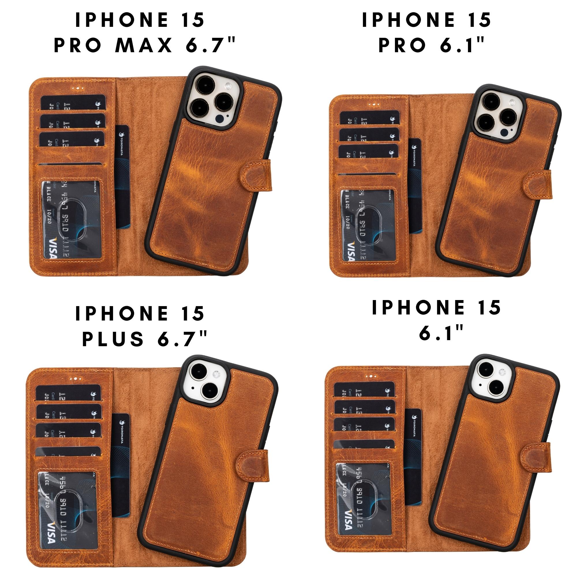 Premium Casper Leather Wallet Case for iPhone 15/15 Pro/15 Pro Max - Slim RFID Blocking Protective Cover with Card Slots | Perfect for Business Travel & Everyday Use