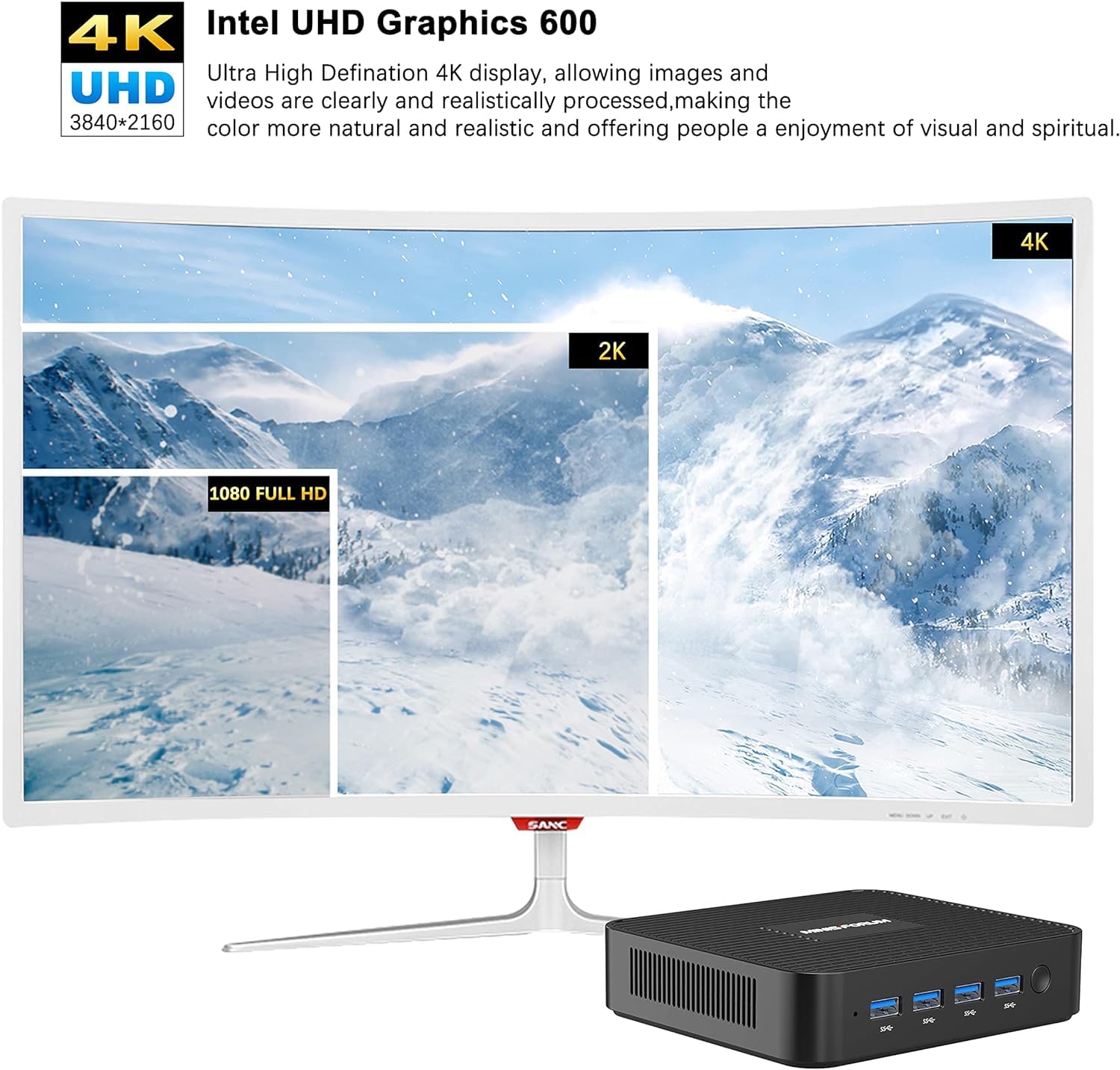 MINISFORUM GK41 Mini PC - Intel Celeron J4125 Quad-Core Processor up to 2.7GHz, 8GB DDR4 RAM, 128GB SSD, UHD Graphics 600, Dual HDMI/DP, 2x Gigabit Ethernet, 4x USB 3.0 - Perfect for Home Office, Digital Signage, and Light Gaming