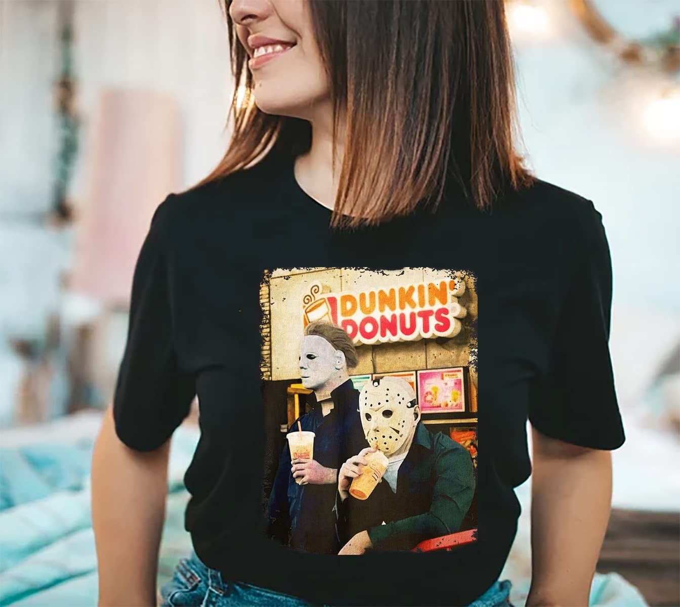 Horror Movie T-Shirt for Women - Scary Killer Graphic Tee - Halloween Party, Fall Holiday Novelty Top | Perfect for Halloween Costumes, Horror Conventions & Casual Wear