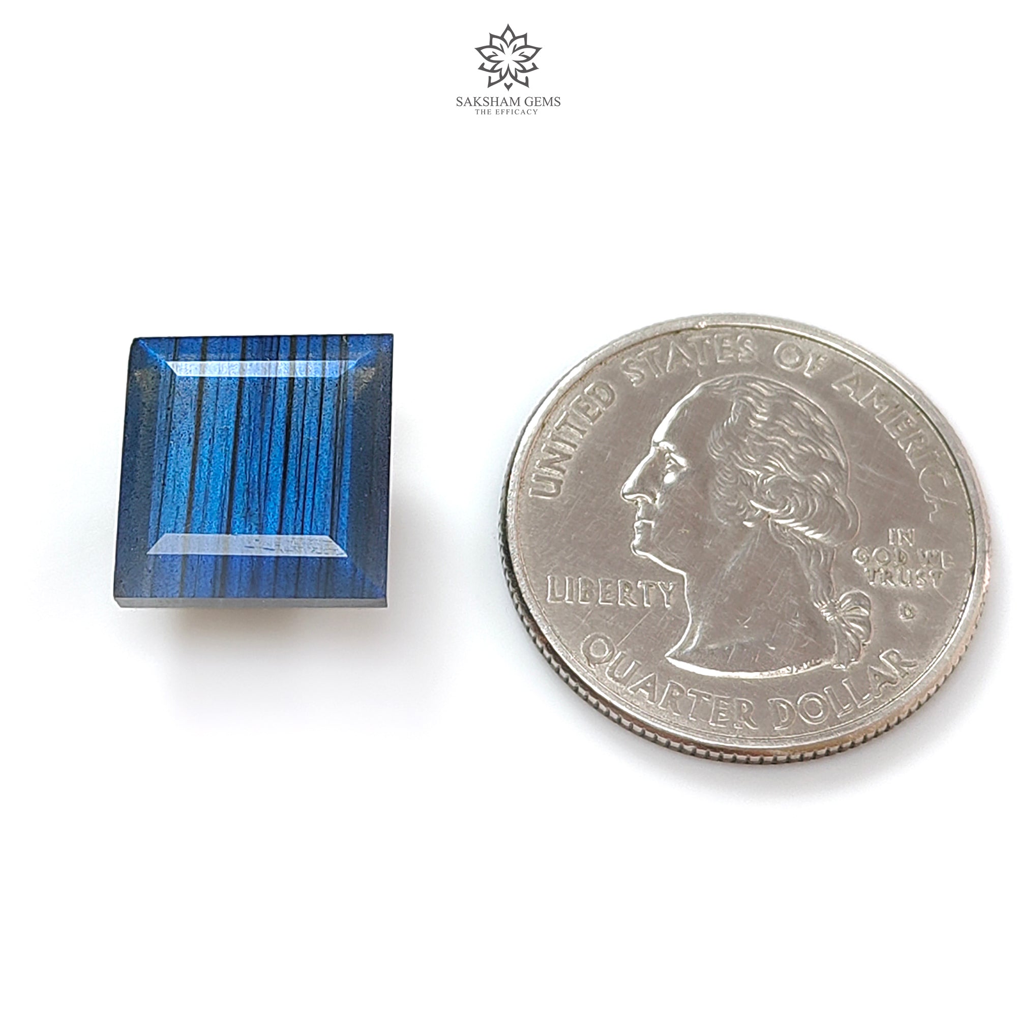 Natural Blue Labradorite Gemstone - 11.80ct Untreated Square Cut (14x13mm) for Jewelry Making | Rainbow Flashing Effect | Perfect for Rings, Necklaces & Earrings
