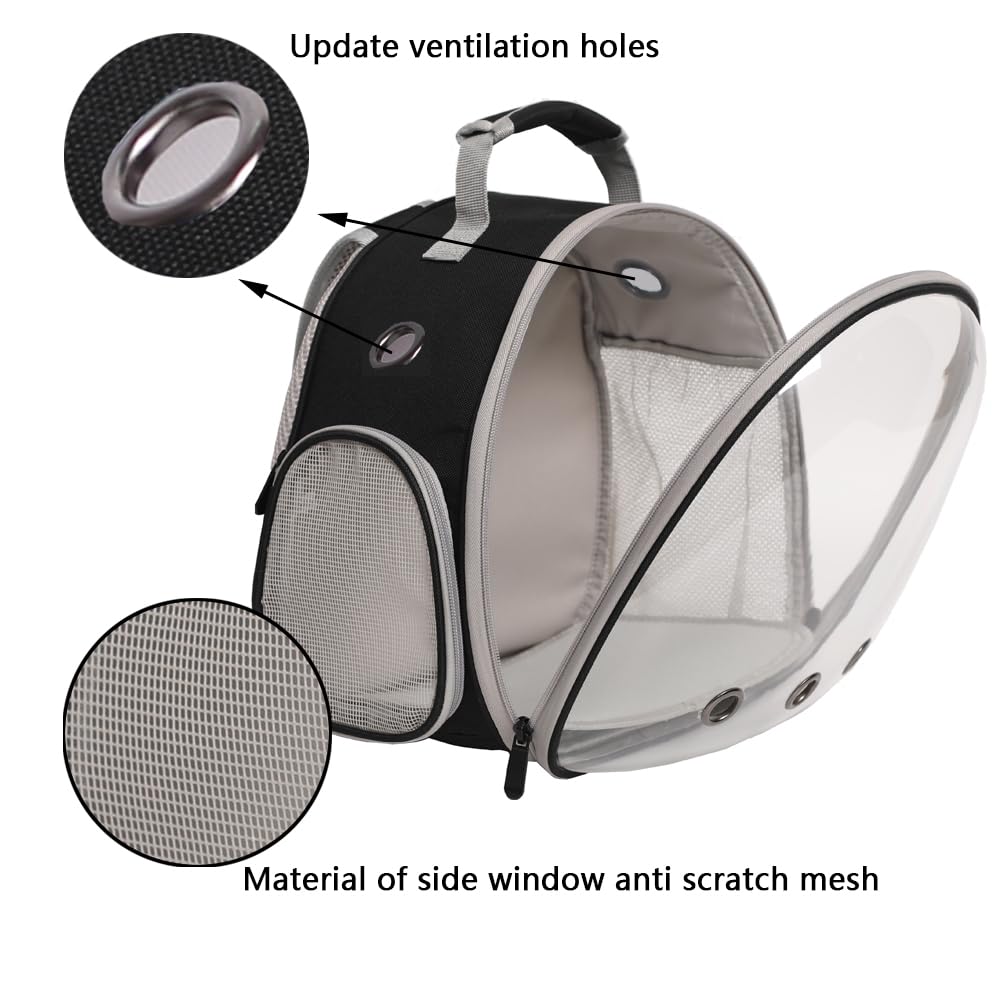 Guinea Pig Backpack Carrier - Small Animal Travel Backpack with Clear Bubble Window for Hedgehogs, Rats, Parrots, Rabbits & Sugar Gliders | Airline Approved Pet Carrier (Black) | Perfect for Vet Visits, Travel & Outdoor Adventures