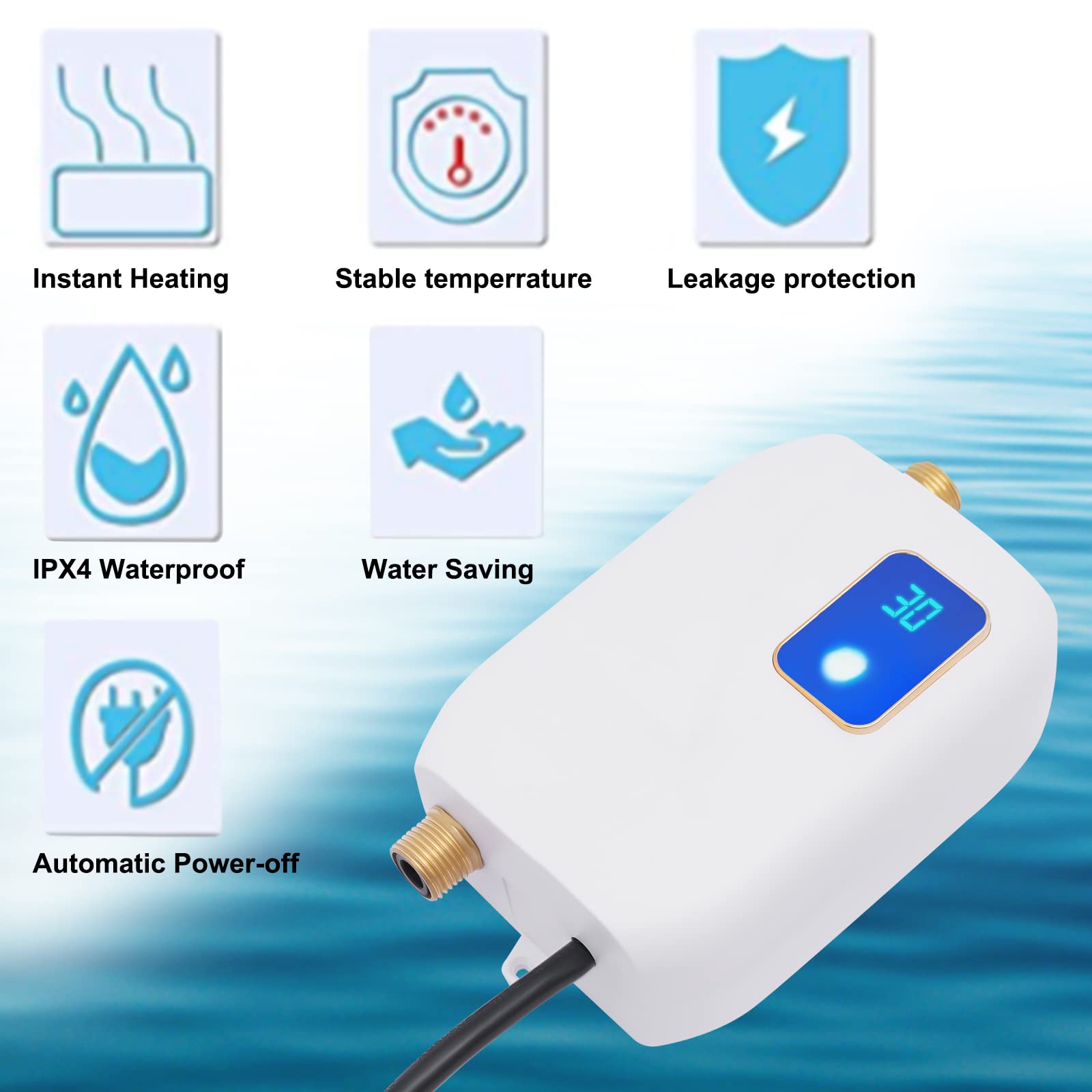 110V Instant Electric Tankless Water Heater - Under Sink Small Hot Water Heater with LCD Digital Display for Kitchen Faucet | Perfect for Coffee Brewing, Baby Bottle Warming & Handwashing (White)