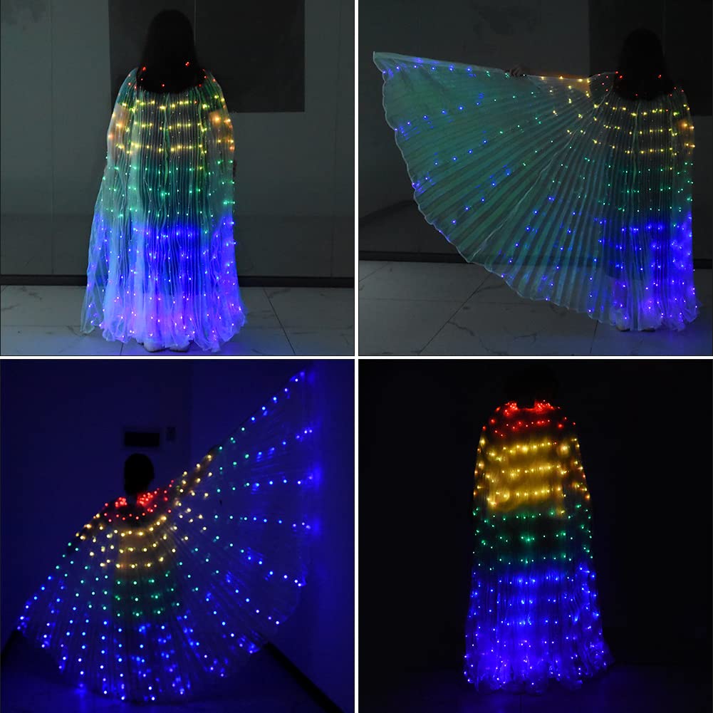 MVPACKEEY Isis Wings for Belly Dance - LED Angel Wings for Women - Light Up Fairy Wings for Halloween, Christmas - Performance Accessories - Perfect for Dance Shows, Costume Parties & Festive Events