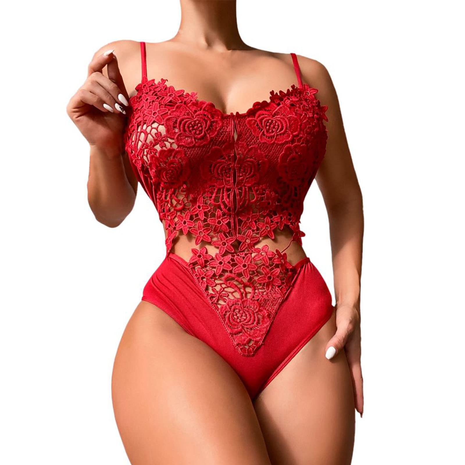 Sexy Red Lingerie Set for Women - Lace Bra & Panty with Bow Details | Valentine's Gift, Boudoir Photoshoot, Romantic Nightwear