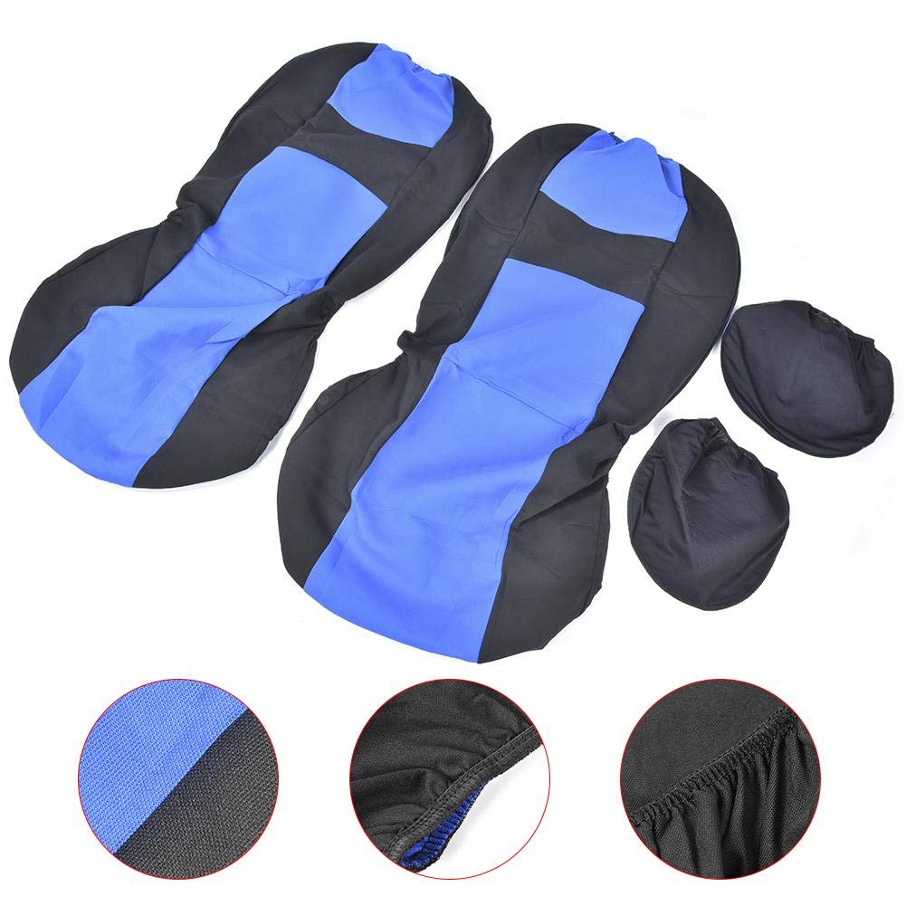 4Pcs Universal Car Seat Covers - All-Season Front Seat Protectors in Blue & Black | Waterproof & Non-Slip Interior Decor for Sedan, SUV, Truck | Perfect for Daily Commute, Road Trips & Family Travel