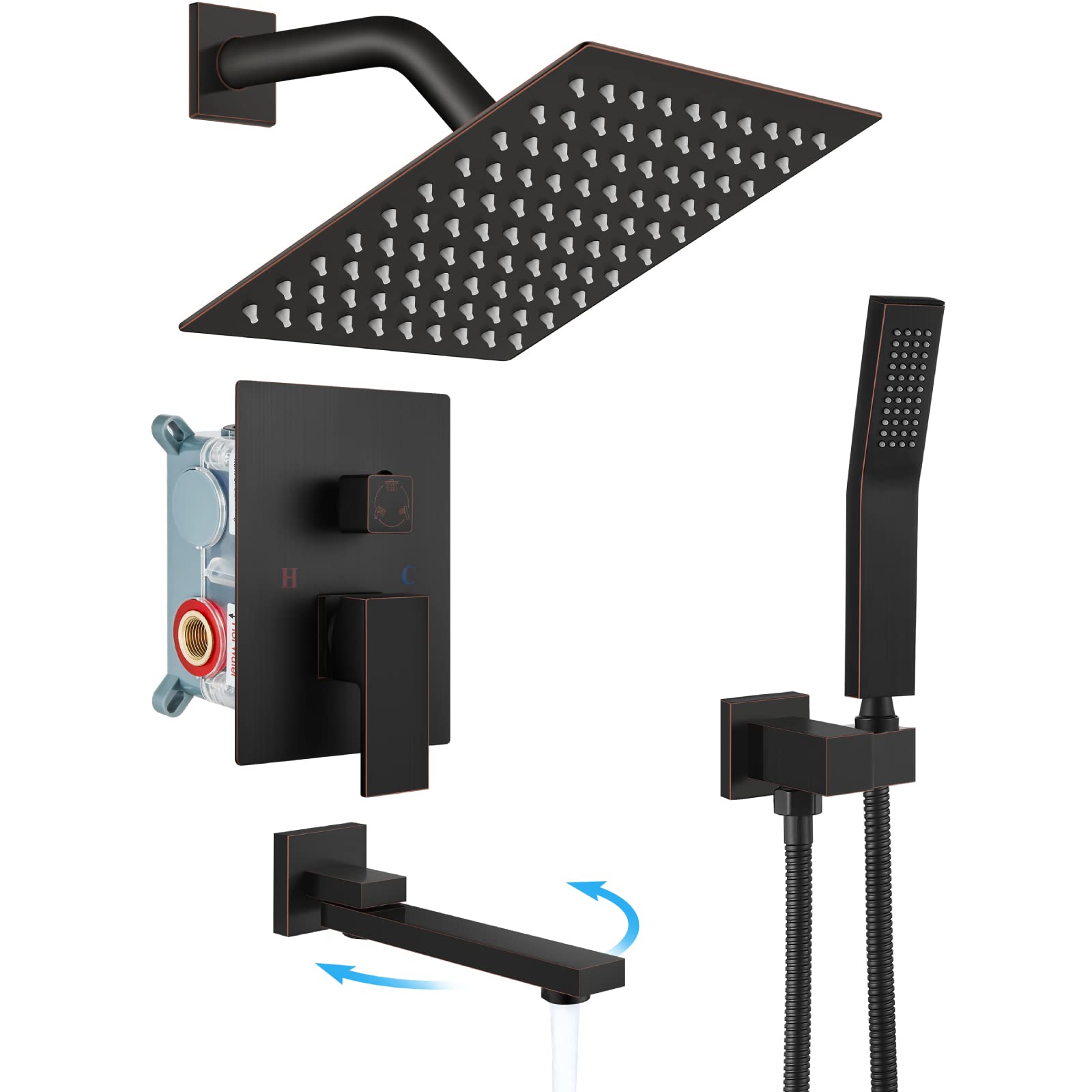 Gotonovo Oil Rubbed Bronze 3-Function Wall Mount Shower System - 8