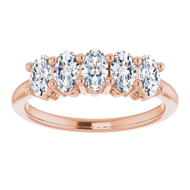 1.05 Carat Oval Cut Diamond Wedding Band - 5 Stone Anniversary Ring for Women - Elegant Bridal Jewelry for Engagement, Proposal & Special Occasions
