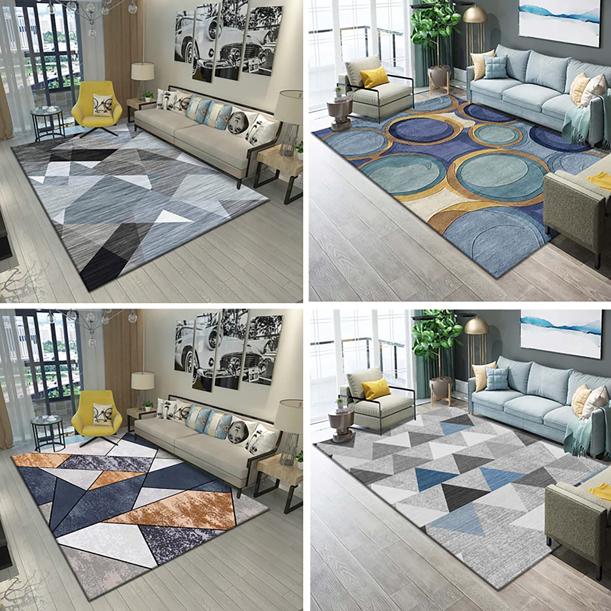 31.5x47.24 Inch Modern Geometric Print Non-Slip Washable Area Rug - Soft Living Room Carpet for Bedroom, Dining Room & Home Decor - Perfect for Cozy Spaces & High-Traffic Areas