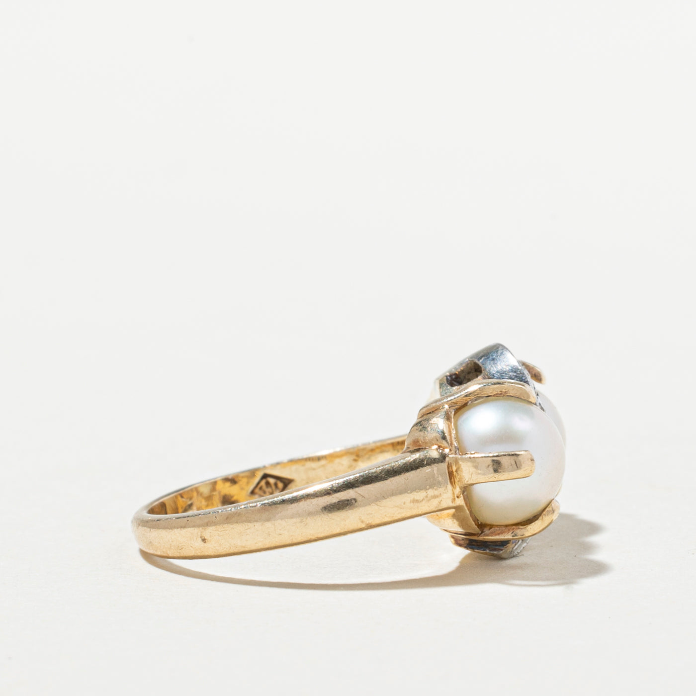 Toi et Moi Pearl & Diamond Ring - 0.06ctw Diamond & Freshwater Pearl - Size 5 - Elegant Promise Ring for Engagement, Anniversary & Special Occasions