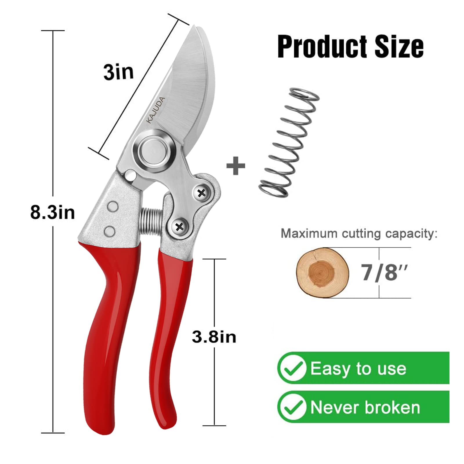 KAJUDA Professional Garden Shears - Sharp Pruning Clippers & Hand Pruners for Plants, Flowers, Branches | Heavy Duty Gardening Scissors, Florist Trimming Shears | Perfect for Home Garden, Landscaping, Florist Work & Outdoor Plant Care