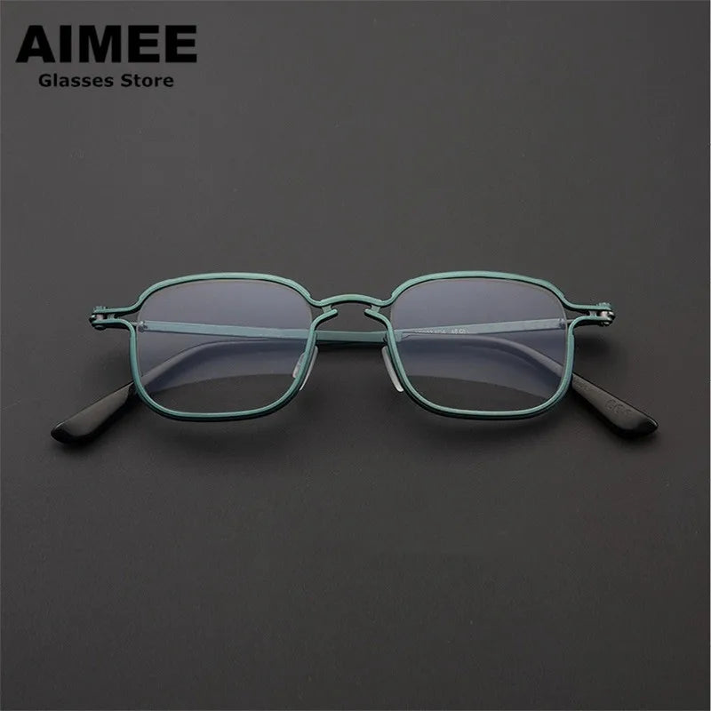 Stylish Aimee Unisex Full Rim Square Titanium Acetate Eyeglasses Frame 195898 - Lightweight & Durable for Work, Reading & Everyday Wear