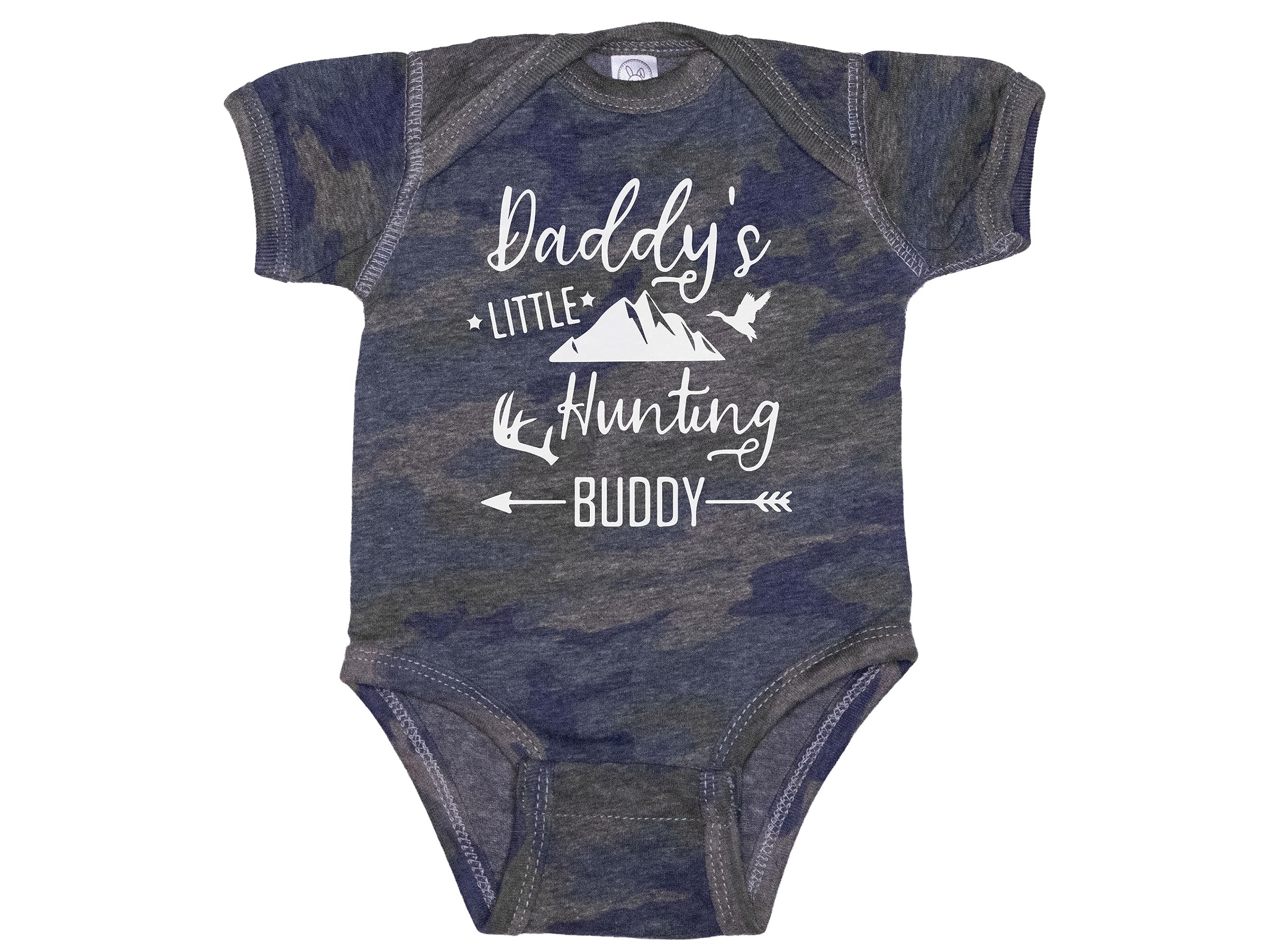 Ebenezer Fire Camo Baby Onesie - Daddy's Little Hunting Buddy Outfit for Newborns | Gender Reveal & Pregnancy Announcement Gift | Perfect for Hunting Season & Outdoor Family Photos