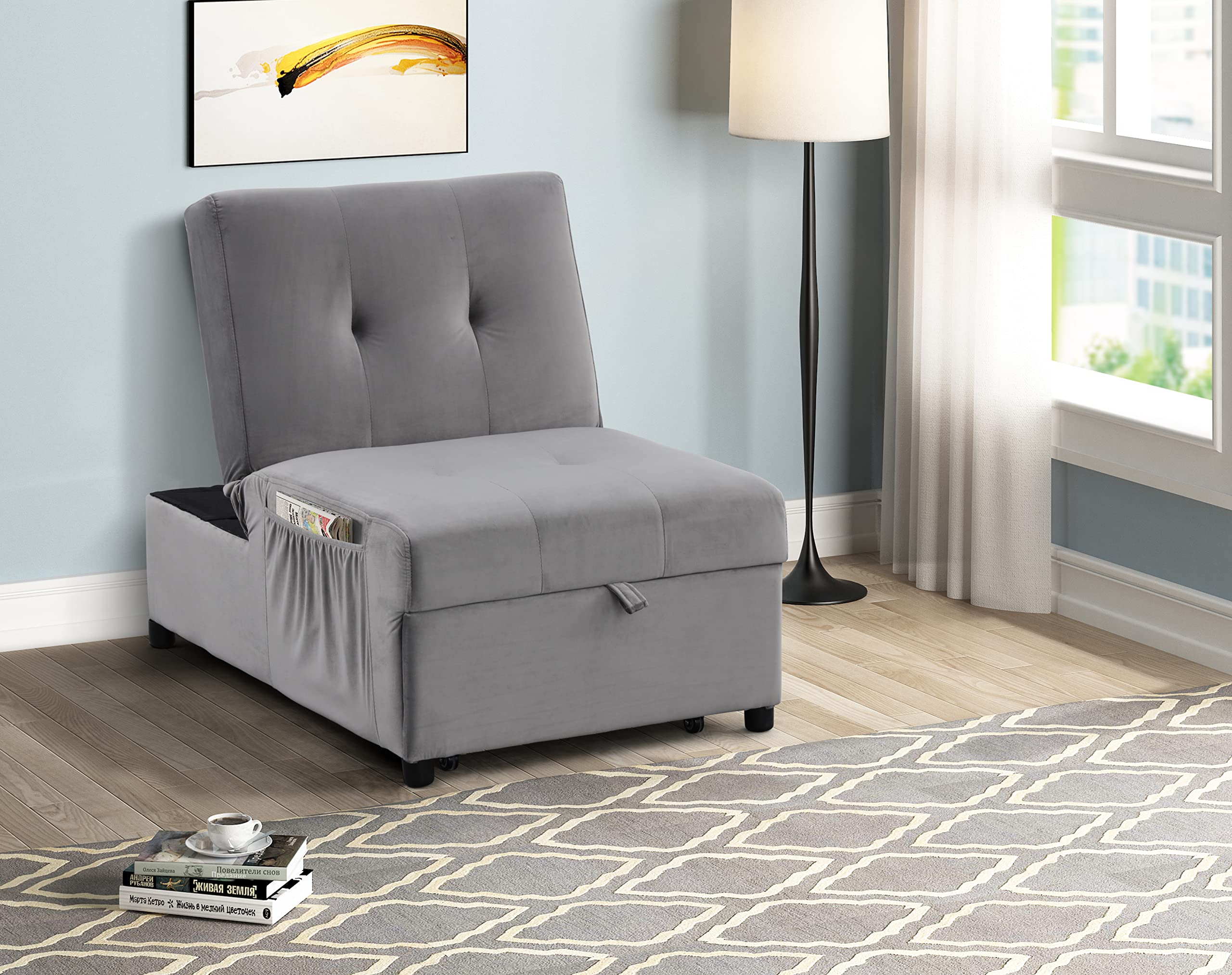 Best Master BL102VG Chaise Lounge Chair - Modern Gray Recliner for Living Room, Patio, or Bedroom - Comfortable Relaxation & Stylish Home Decor