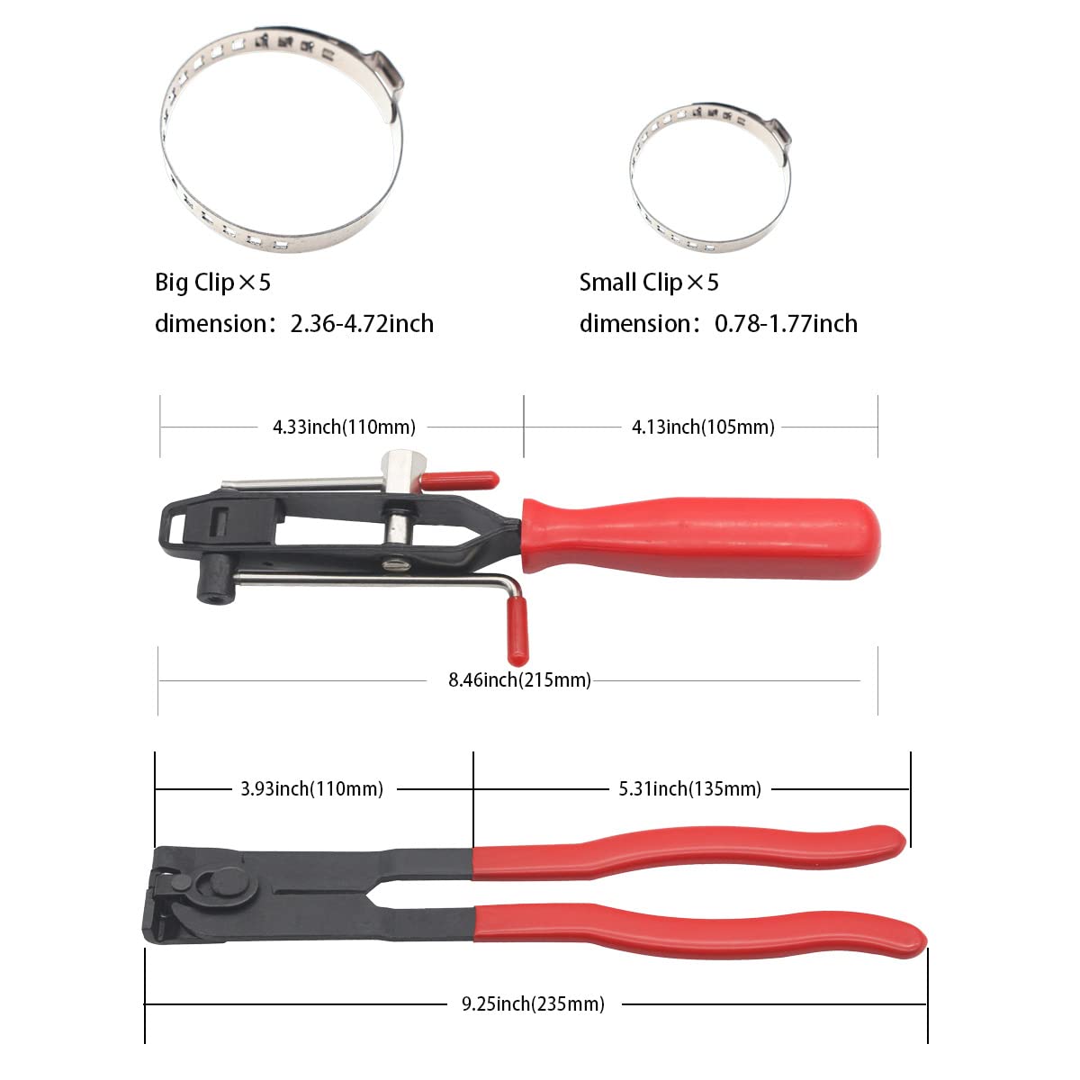 CV Boot Banding Tool - ATV CV Joint Axle Boot Clamp Pliers Kit with 10pcs Crimp Bands for Most Cars & Trucks - Universal Ear Type Extension - Perfect for CV Axle Repair, Maintenance and Off-Road Vehicle Service