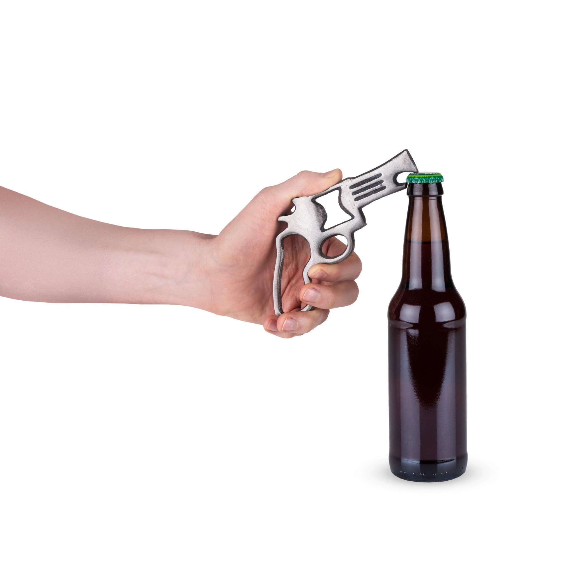 Foster & Rye Pistol-Shaped Cast Iron Bottle Opener - Unique Vintage Beer Bottle Opener for Home Bar, Man Cave & Gifts