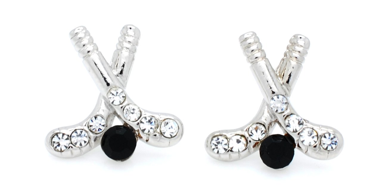 Violet Victoria Hockey Post Earrings - Crystal Rhodium Plated for Sports & Fashion