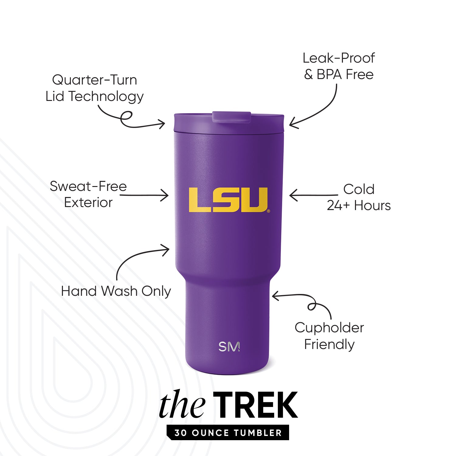 Collegiate Trek Tumbler - Insulated Stainless Steel Water Bottle with Lid & Straw - Perfect for College, Hiking, and Outdoor Adventures