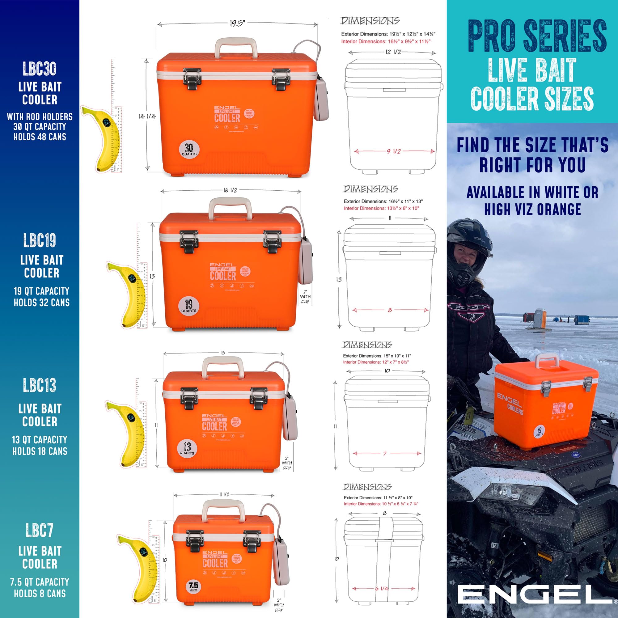 Engel Live Bait Cooler with 2-Speed Aerator Pump - Portable Fishing Bait Station for Shrimp, Minnows & Live Fish - Ideal for Kayak, Boat & Ice Fishing - ENGLBC-N