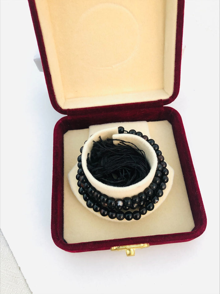 Black Aqeeq Stone Tasbih Prayer Beads - Medium Size 33 Count Islamic Rosary for Meditation, Zikr & Spiritual Healing | Perfect for Daily Worship, Stress Relief & Gift Giving
