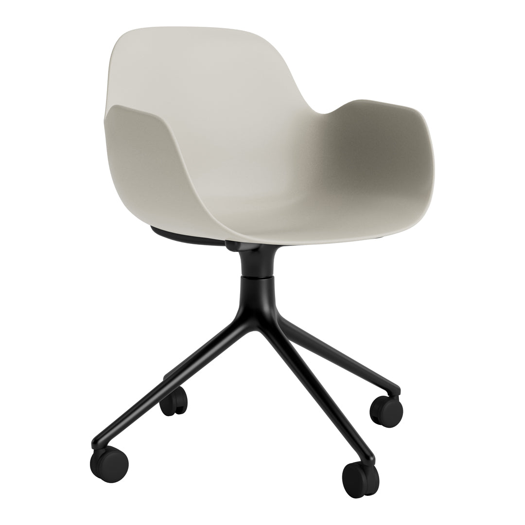 Modern Form Armchair with 4-Wheel Swivel Base - Ergonomic Office Chair for Home & Workspace - Perfect for Desks, Reading Nooks, and Living Rooms