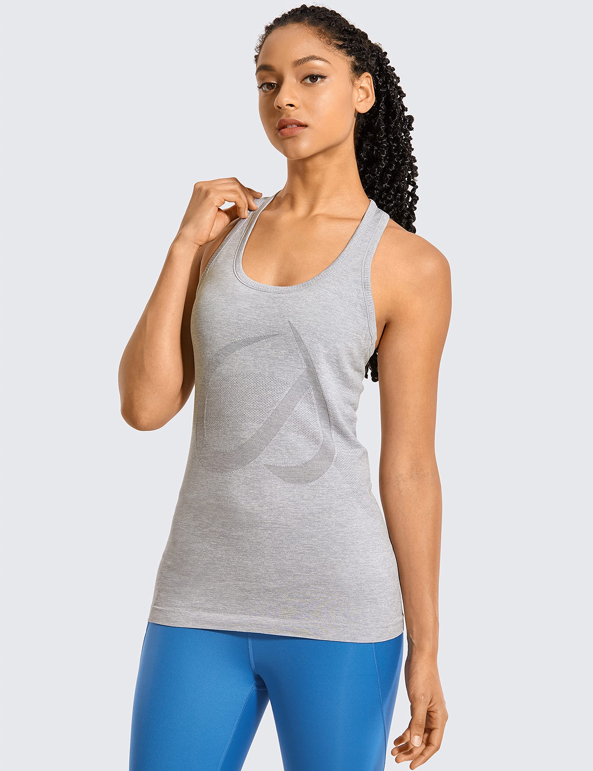 CRZ YOGA Women's Seamless Workout Tank Top - Racerback Athletic Running Yoga Gym Shirt - Long Length for Women's Fitness, Yoga & Active Lifestyle