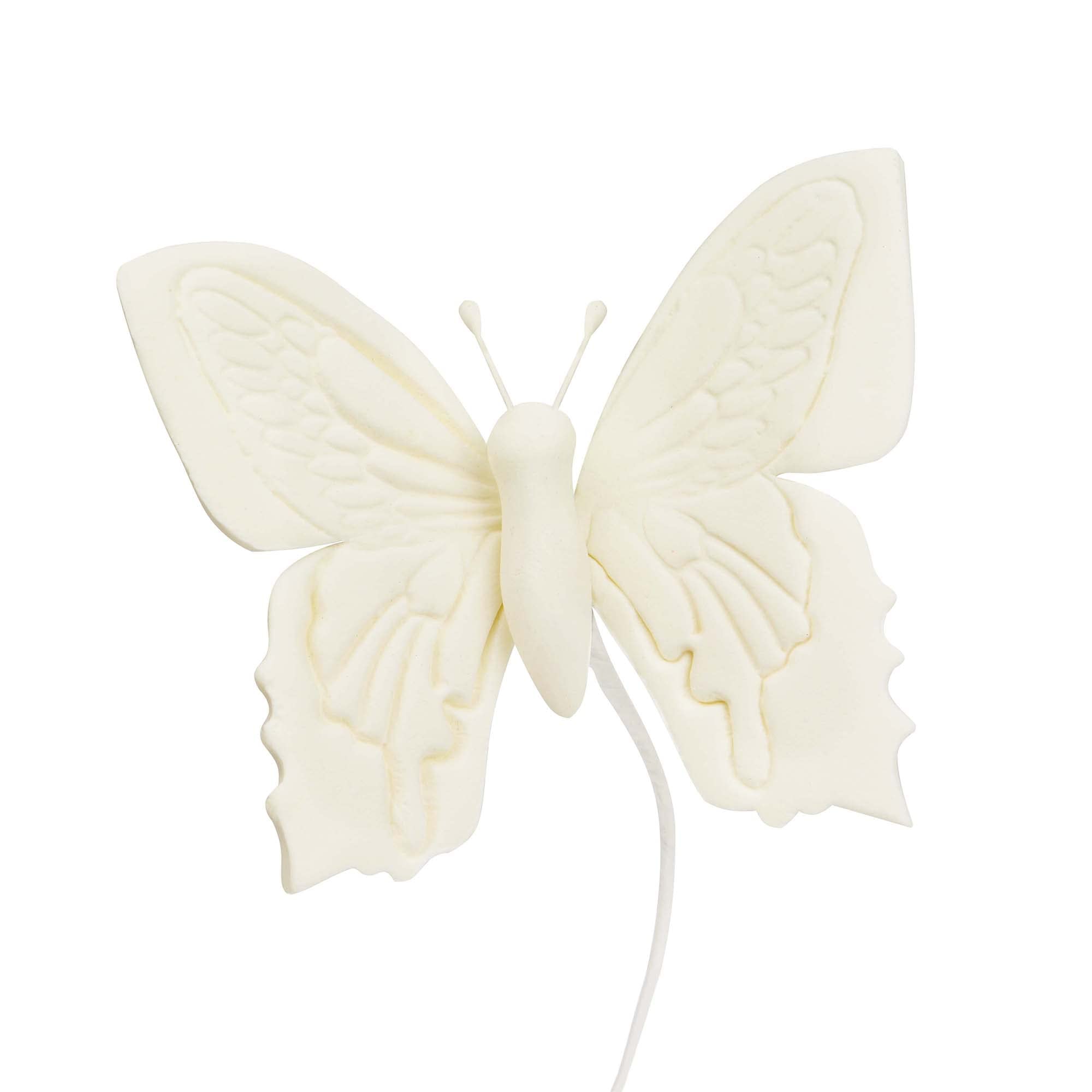 O'Creme White Gumpaste Butterfly Cake Toppers - 6-Piece Edible Sugar Paste Decorations for Cakes & Cupcakes (2-7/8