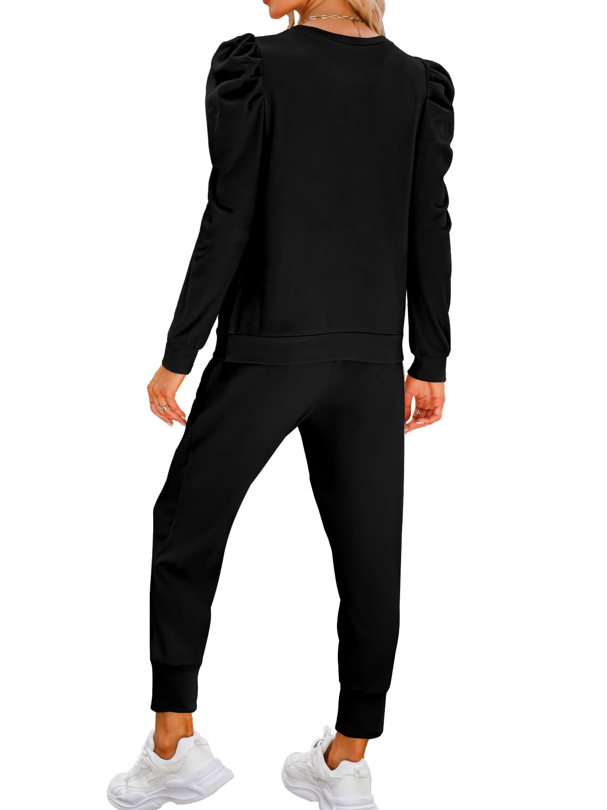 Onedreamer Women's 2-Piece Sweatsuit Set - Puff Long Sleeve Crewneck Pullover & Jogger Lounge Outfit | Cozy Casual Wear for Home, Gym, and Travel