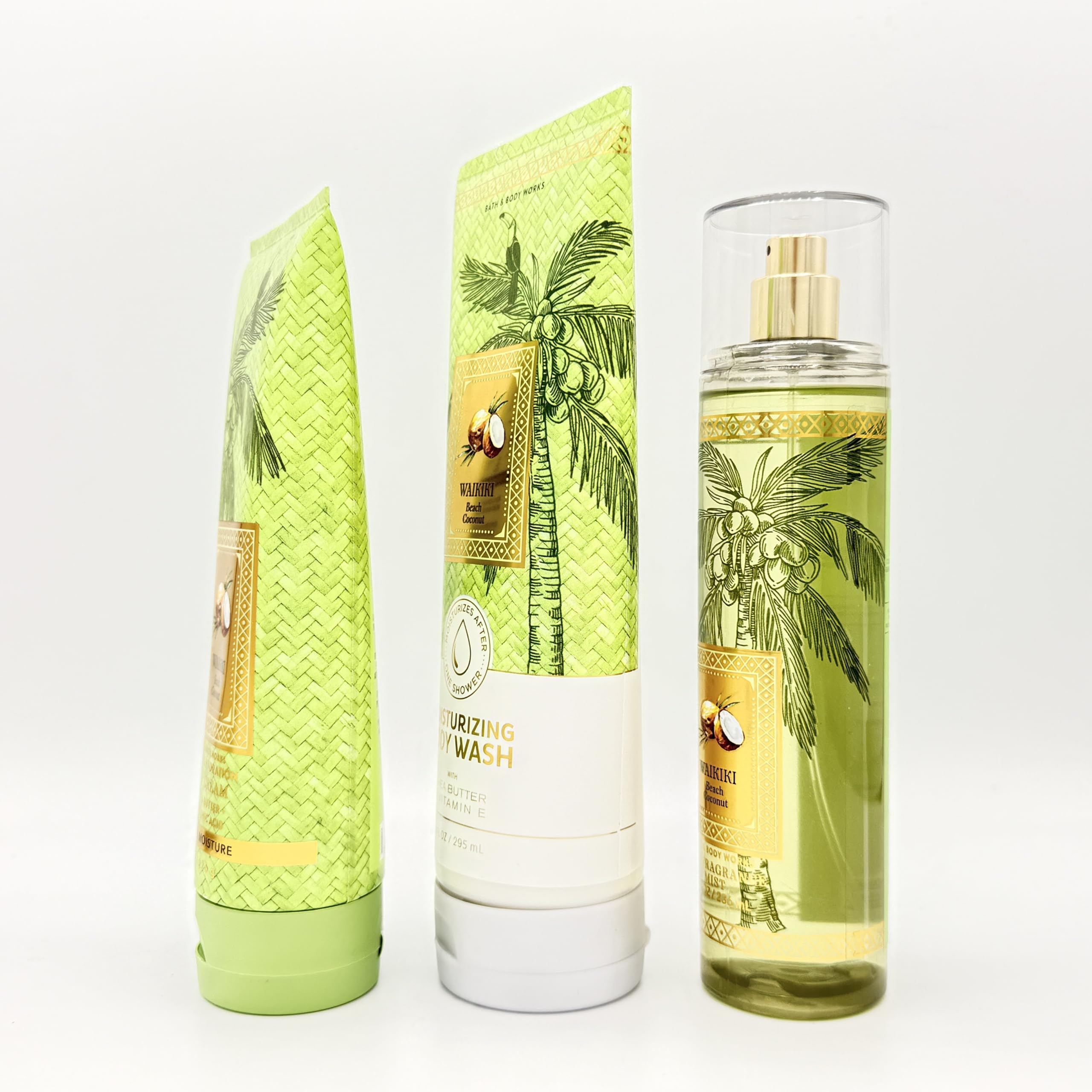 Wai-kiki Beach Coconut 3-Piece Bath Set | Hydrating Body Lotion, Moisturizing Shower Gel & Refreshing Body Mist for Dry Skin - Perfect for Spa Day, Gift Sets & Tropical Vacation Self Care
