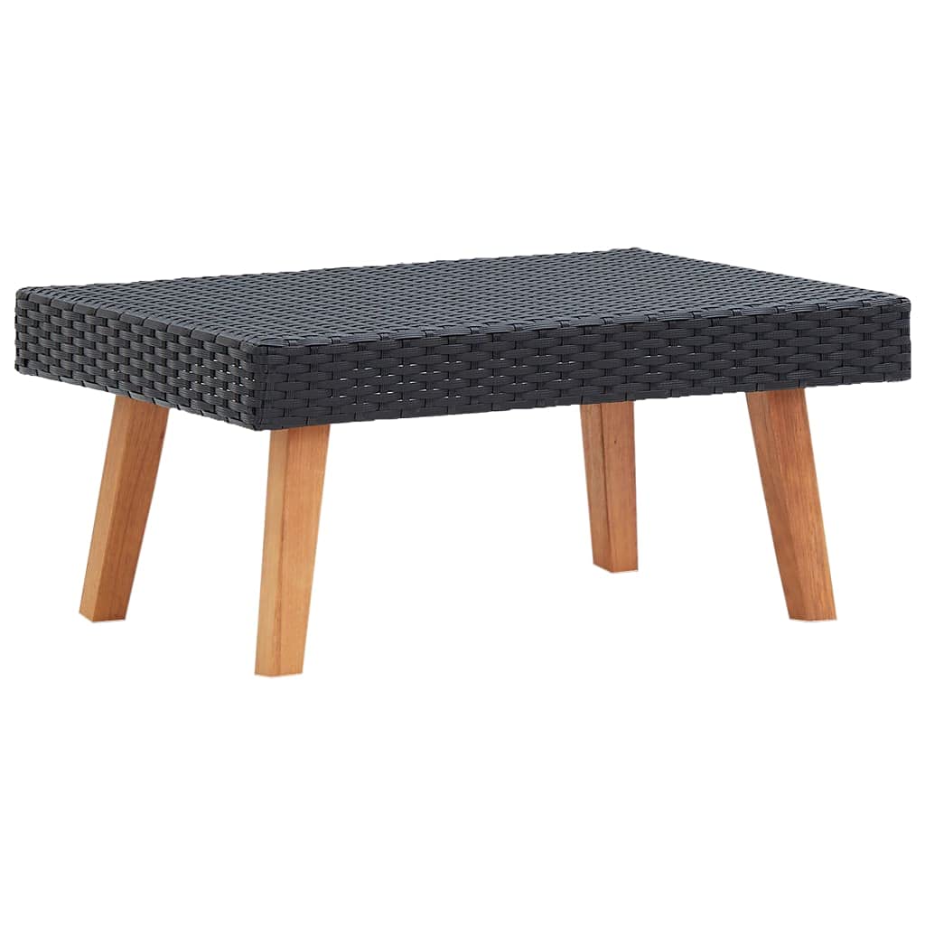 Waterproof Outdoor Side Table - Portable Black Poly Rattan Coffee Table for Patio, Garden, Porch, Balcony & Yard | Fast Shipping | Perfect for Outdoor Relaxation, Entertaining & Coffee Time