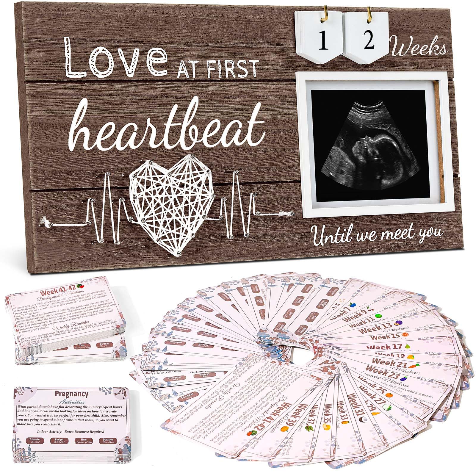 Garybank New Mom Gifts 2024 - Ultrasound Picture Frame with Pregnancy Milestone Cards & Activity Cards, Gender Reveal Gift for Expecting Women - Perfect Baby Shower Gift for Sister, Best Friend or Wife (Great for Pregnancy Announcements & Nursery Decor)