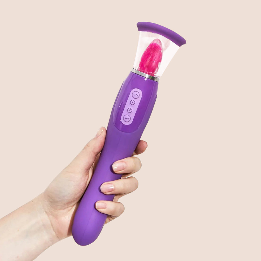 Fantasy for Her Ultimate Pleasure - 3-in-1 Tongue Stimulation, Vibration & Suction Clitoral Massager for Women | Perfect for Solo Play & Couples Intimacy