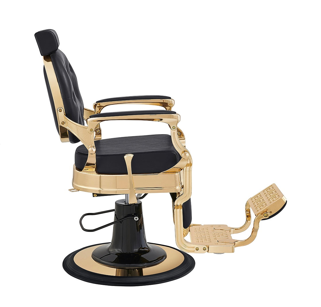 Princeton II Barber Chair with Gold Finish - Professional Salon & Home Barber Styling Chair for Haircuts & Grooming