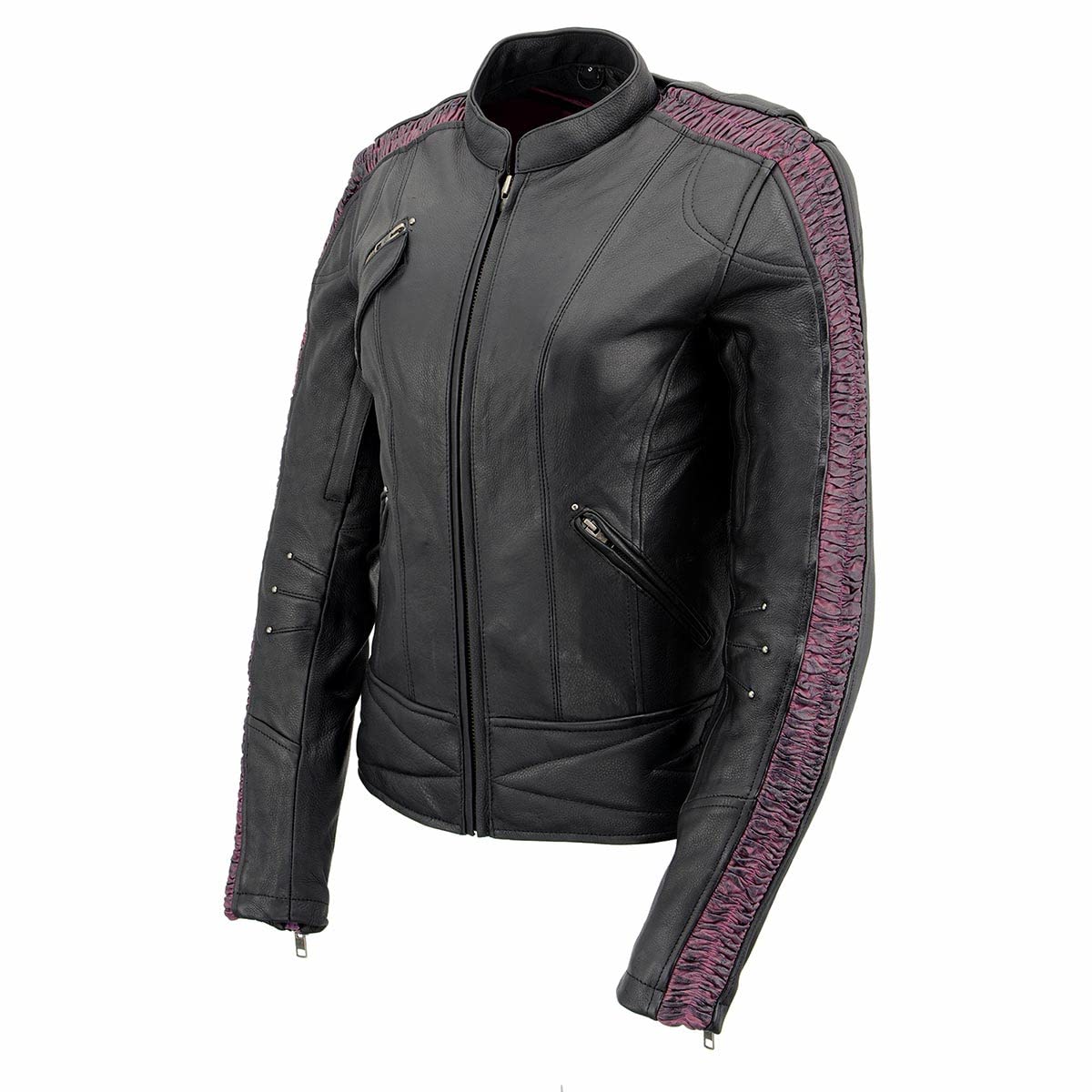 Milwaukee Leather MLL2570 Women's Black 'Phoenix Embroidered' Leather Motorcycle Jacket - Stylish & Protective Riding Gear for Harley Davidson & Cruiser Bikes | Perfect for Motorcycle Enthusiasts & Urban Fashion