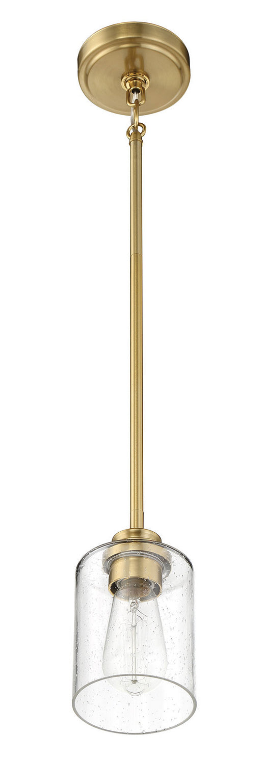 Bolden One Light Mini Pendant Light Fixture in Satin Brass - Perfect for Kitchen Island, Dining Room, or Entryway Lighting