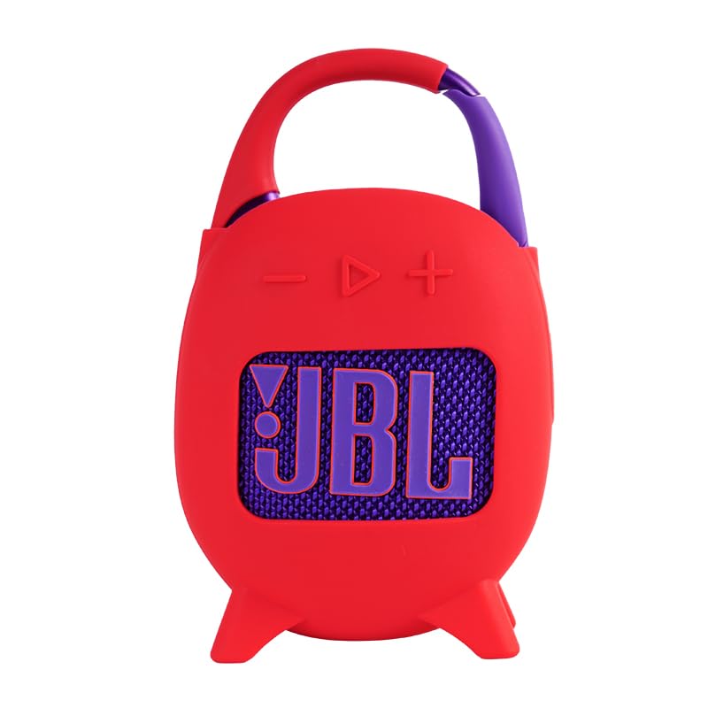 JBL Clip 5 Silicone Protective Case - Shockproof Cover for JBL Clip 5 Bluetooth Speaker | Durable & Portable Design (Red) | Perfect for Outdoor Adventures, Travel & Daily Use