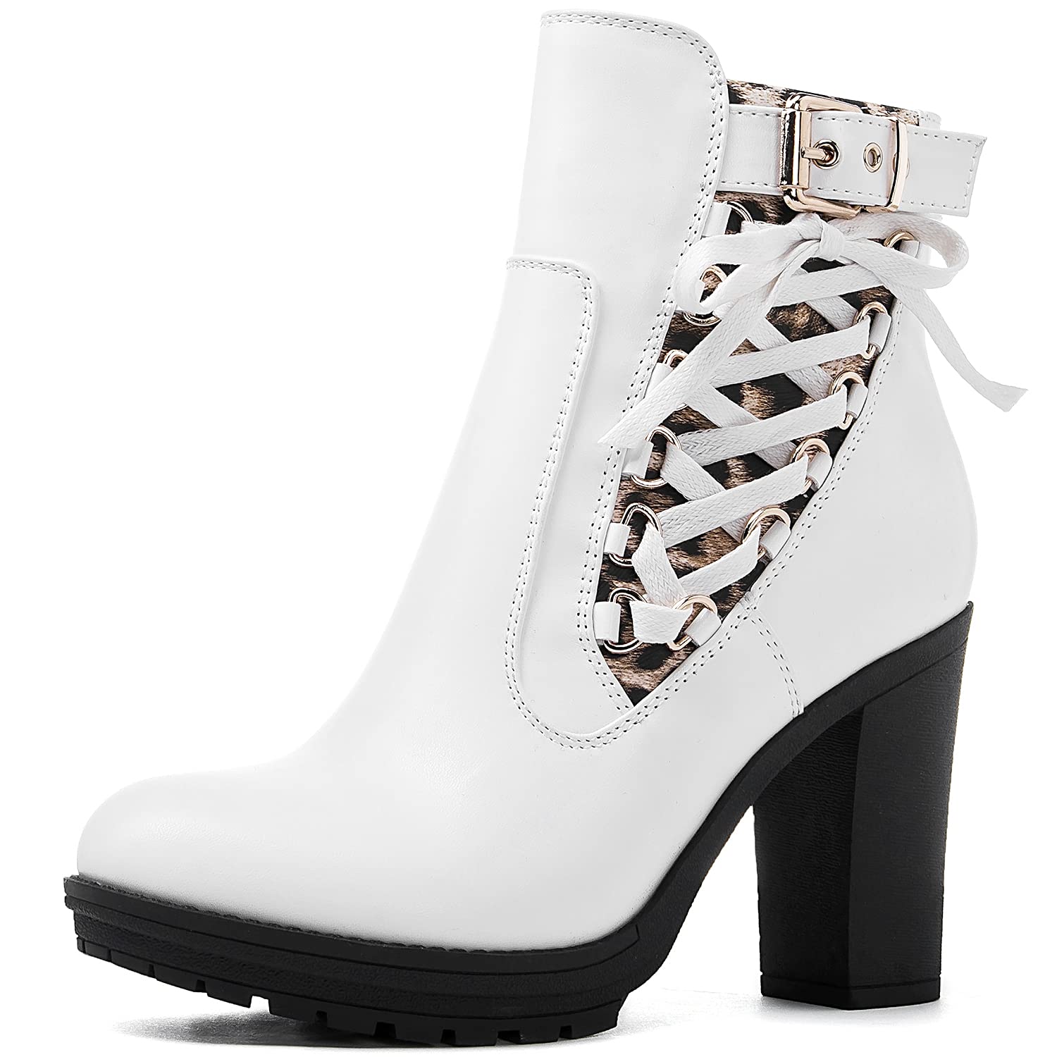 GLOBALWIN Women's Chunky Platform Ankle Boots with Heels - Stylish & Comfortable Shoes for Fall, Winter & Casual Outfits