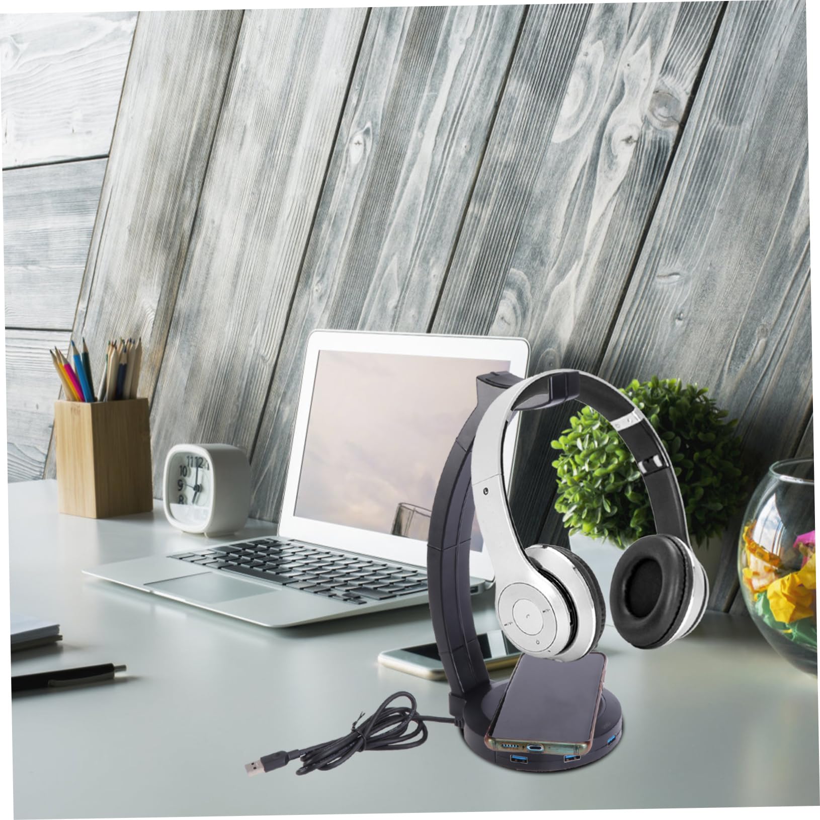 Mikikit 3-Pack Headset Holder - Adjustable Headphone Stand with Hook, Earphone Hanger & Rack for Desk, Office, Gaming Setup - Durable Headset Organizer for Home, Work, or Studio Use