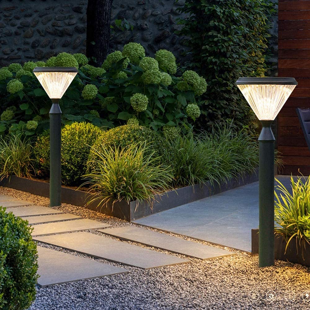 75Cm Black Solar Outdoor Lamp Post Lights - Waterproof LED Garden Pole Light for Villa, Street & Wall Decoration - Energy-Saving Household Lighting for Pathways, Driveways & Landscaping (Gray)