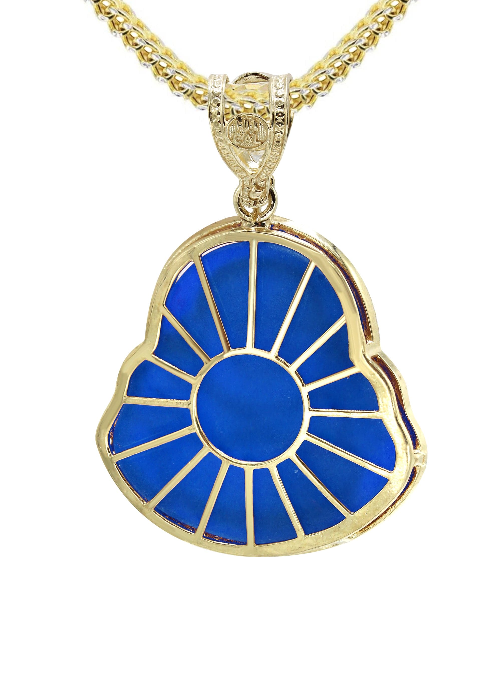 10K Yellow Gold Blue Buddha Pendant Necklace for Women - 21.6 Grams Buddhist Jewelry Gift for Meditation & Spiritual Protection