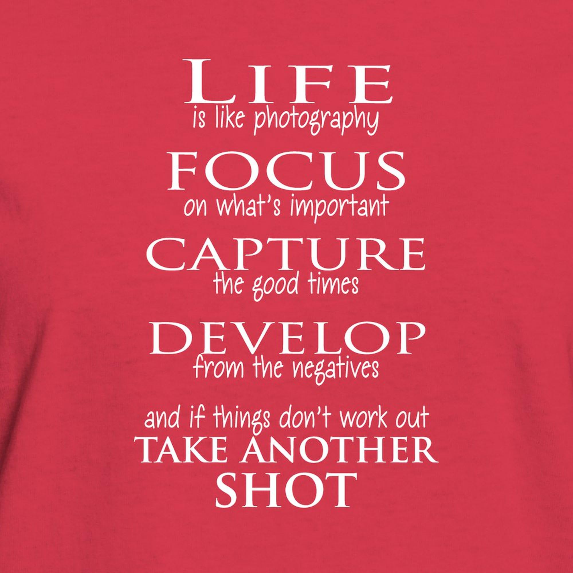 Life is Like Photography Women's Cotton Dark T-Shirt | Funny Graphic Tee for Photographers | Casual Wear, Gift for Photographers, Street Style Outfit
