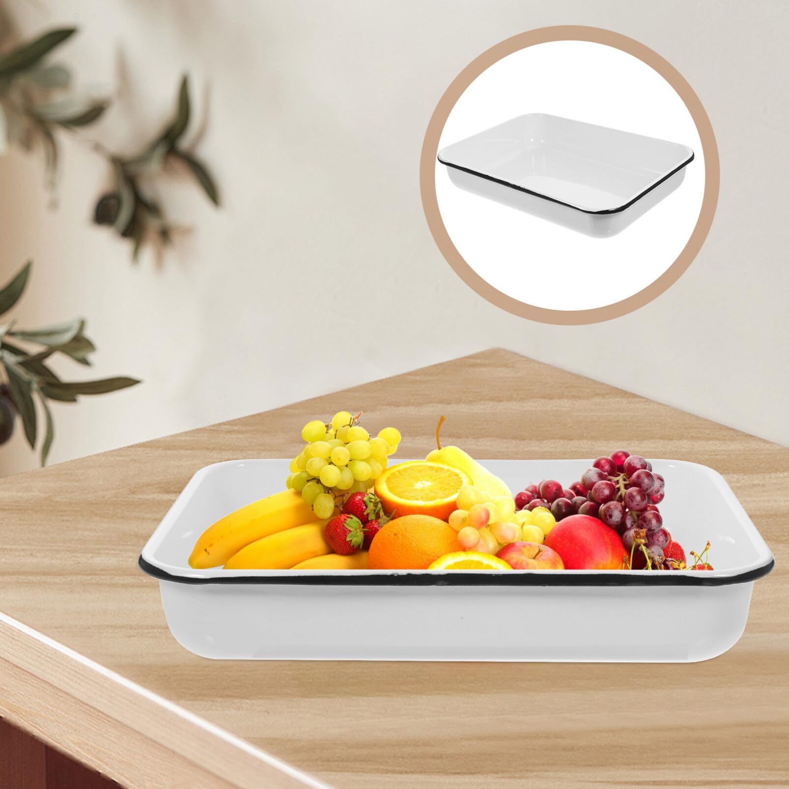 Premium White Enamel Baking Pan - 9x13 Inch Rectangular Roasting Pan, Enameled Steel Lasagna Dish, Oblong Cake Pan & Serving Tray | Durable Food Container for Baking, Roasting, Meal Prep & Party Serving (Great for Lasagna, Casseroles, Sheet Cakes & Holiday Meals)