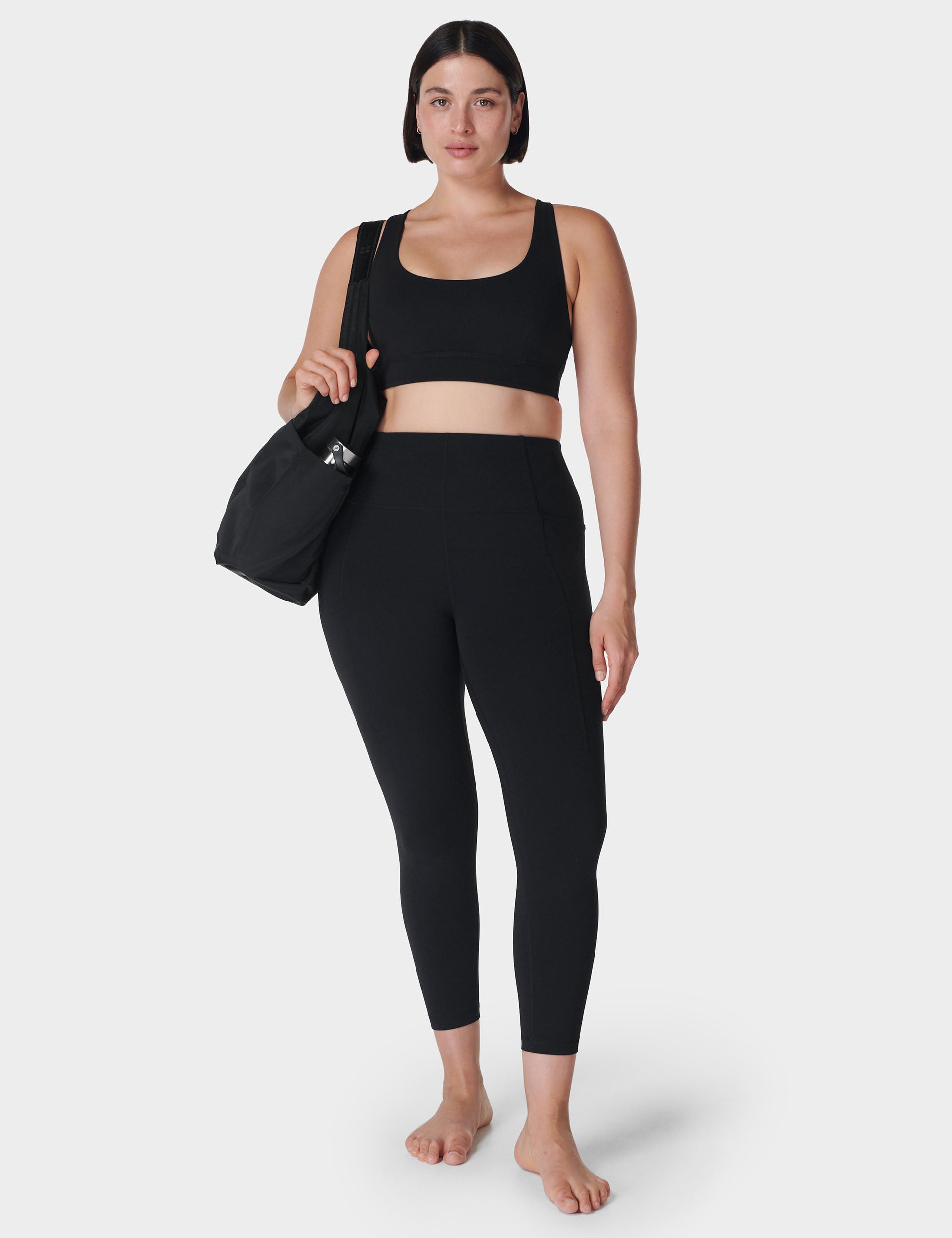 Super Soft High Waist 7/8 Yoga Leggings for Women - Breathable Workout Pants - Black - Perfect for Yoga, Pilates, Gym & Lounge Wear