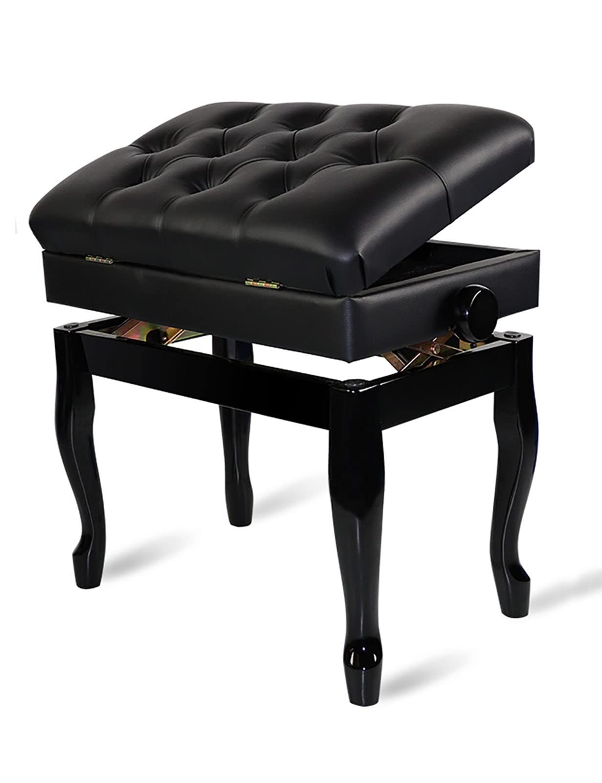 Premium Adjustable Piano Bench - Solid Wood Frame with Luxury Leather Seat (10cm Height Adjustment, 56x36x50-60cm) - Perfect for Piano Practice, Teaching & Home Decor