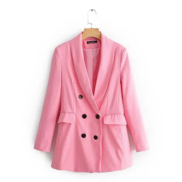 Stylish Women's Pink Pantsuit Set - Trendy Blazer & Pants Outfit for Office, Business, and Formal Events | Professional Workwear & Special Occasion Attire