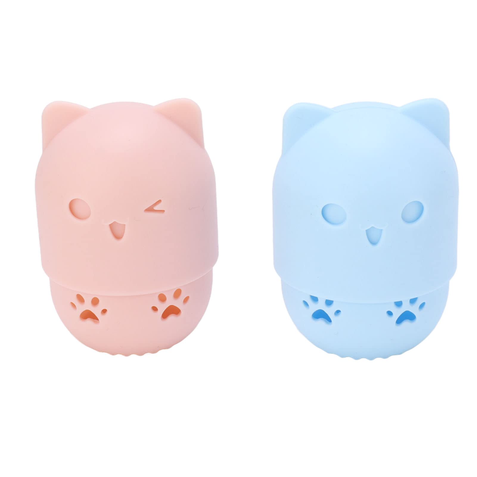 EXCLUZO Cute Breathable Hygienic Silicone Makeup Sponge Holder - Pink & Light Blue Beauty Sponge Organizer for Makeup Brushes & Accessories | Perfect for Vanity, Travel & Professional Makeup Kits