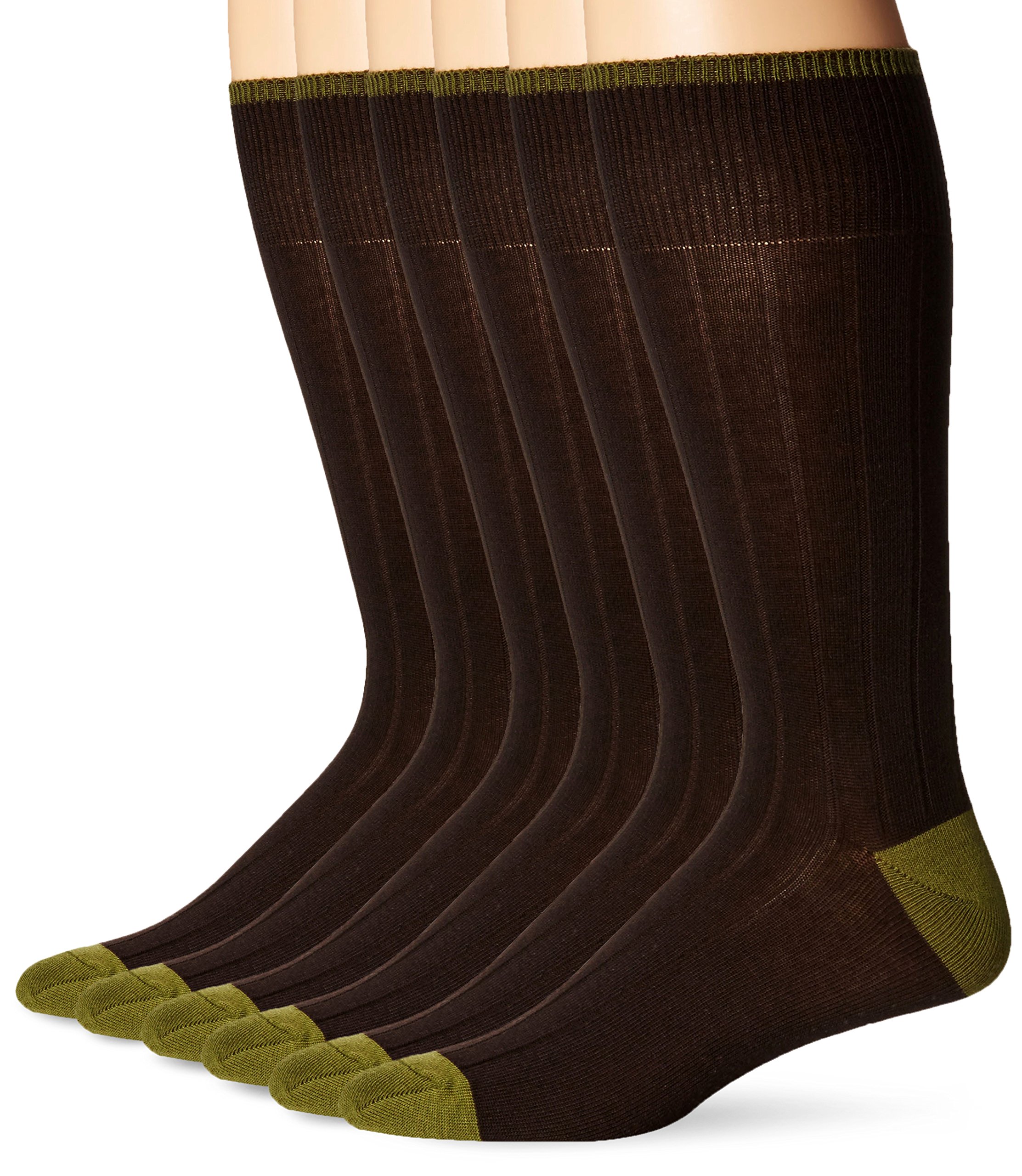 Fruit Of The Loom Men's 6 Pack Cotton Crew Socks with Contrast Heel & Toe - Comfortable Athletic & Casual Socks for Work, Sports & Everyday Wear