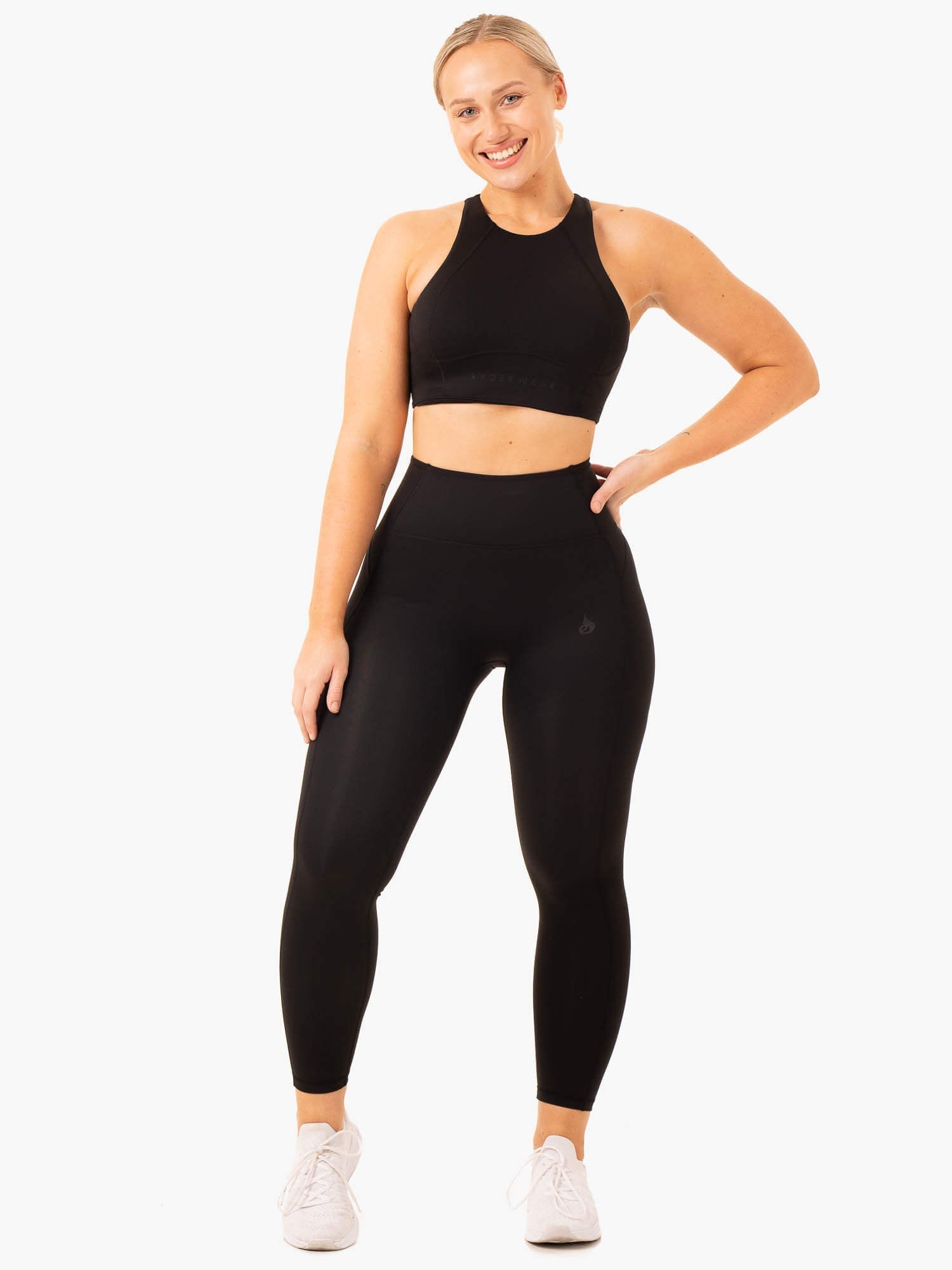 NKD Frame Long Line Sports Bra for Women - High Support Workout Top - Black - Perfect for Yoga, Running & Gym