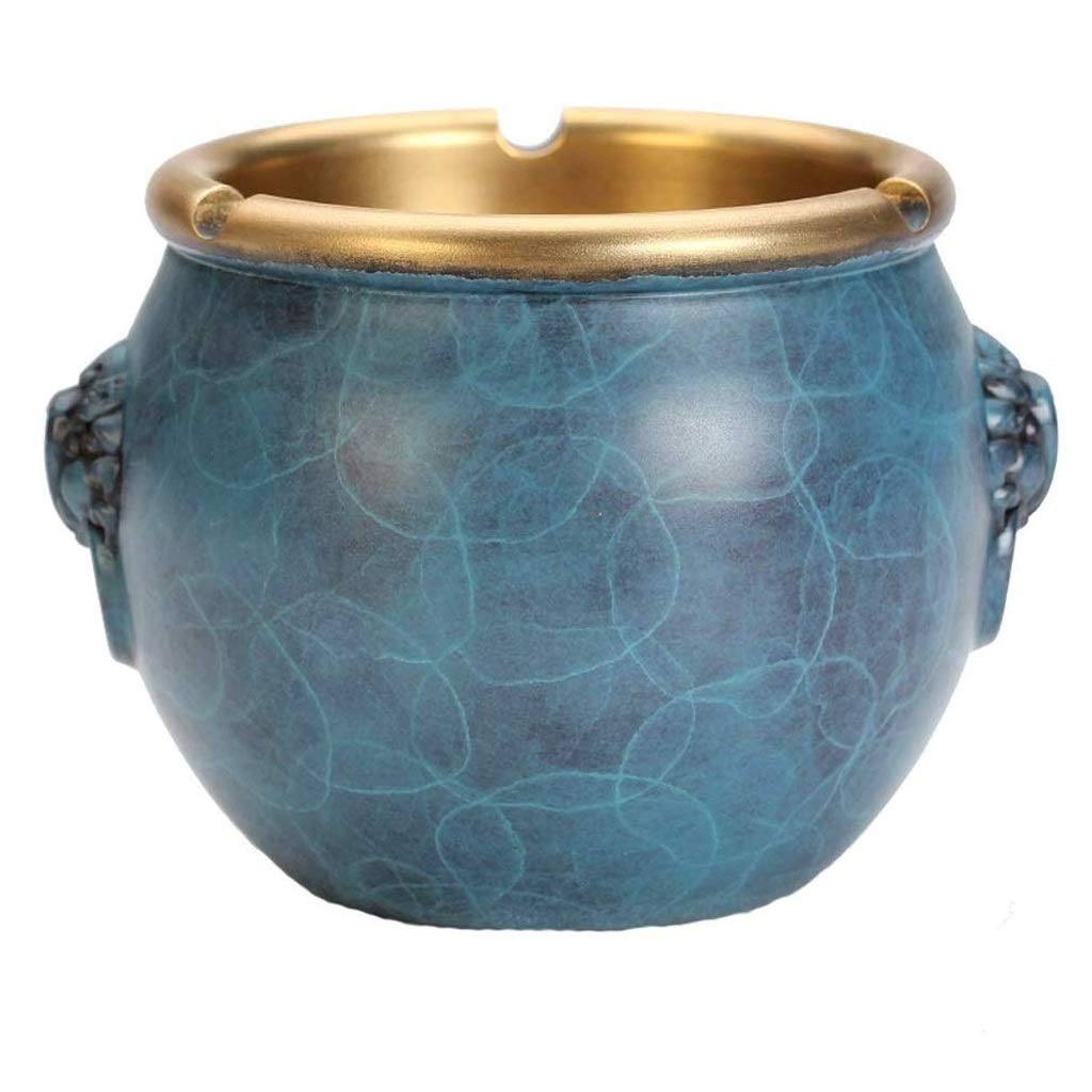 Windproof Ceramic Ashtray with Stainless Steel Base - Blue Home Decor for Indoor & Outdoor Use - Easy to Clean for Patio, Backyard, and Smoking Lounge