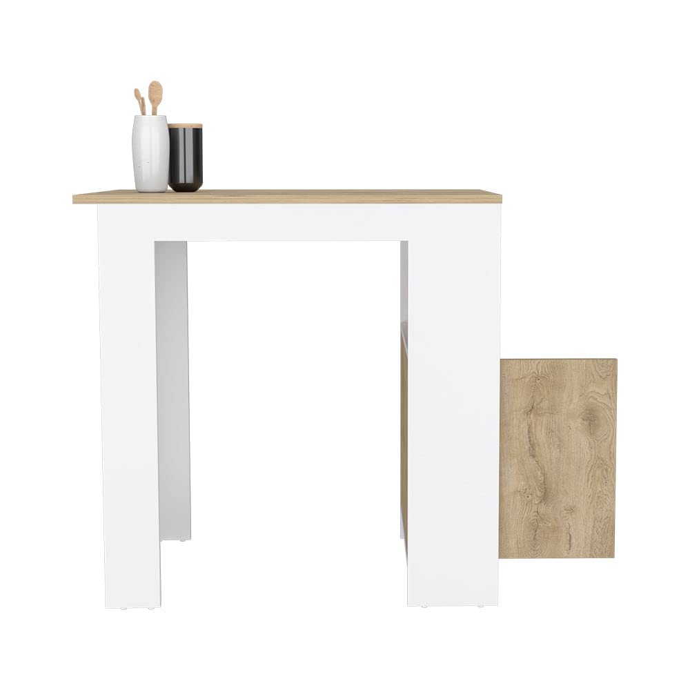 Wynne Kitchen Island with Storage & Cabinet, White/Macadamia - Perfect for Small Kitchens, Dining & Extra Counter Space